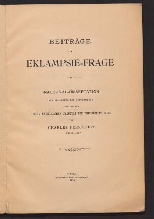 Beiträge zur Eklampsie-Frage