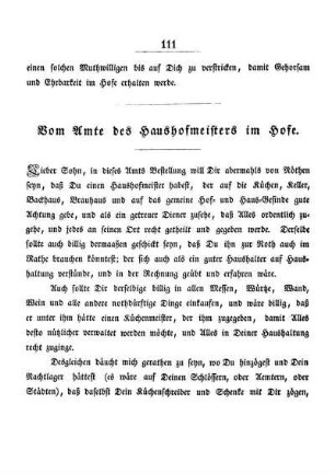 Vom Amte des Haushofmeisters im Hofe.