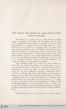 Peter Vischers Messing-Gitter im grossen Saale des Rathhauses zu Nürnberg