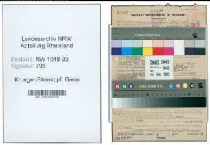 Entnazifizierung Grete Krueger-Steinkopf , geb. 14.01.1914 ()