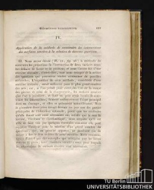 IV. Application de la méthode de construire les intersections des surfaces courbes à la solution de diverses questions.