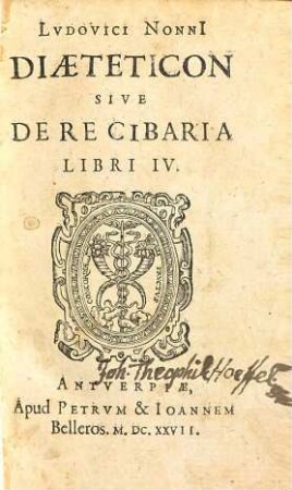 Lvdovici Nonni Diaeteticon Sive De Re Cibaria : Libri IV
