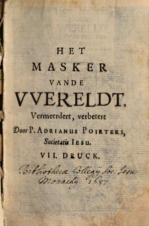 Het Masker Vande Wereldt