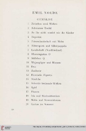 Emil Nolde - Gemälde (Nr. 1 - 20)