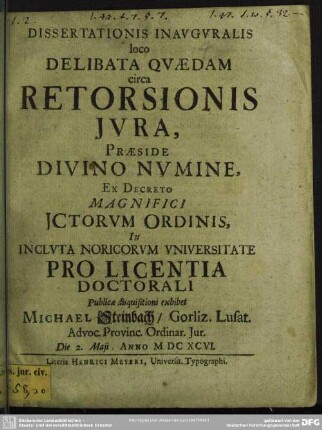Delibata quaedam circa retorsionis jura