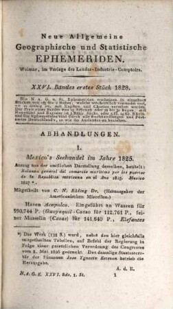 Neue allgemeine geographische und statistische Ephemeriden. 26. 1828