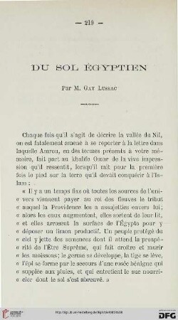 2.Ser. 6.1885: Du sol égyptien