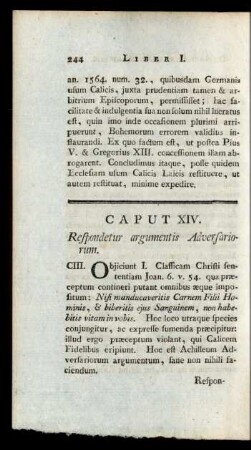 Caput XIV. Respondetur argumentis Adversariorum