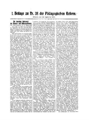 Ein trauriges Dokument des Standes- und Bildungsdünkels : 1. Beilage zu Nr. 38 der Pädagogischen Reform