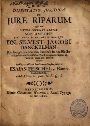 Disputatio Juridica De Jure Riparum