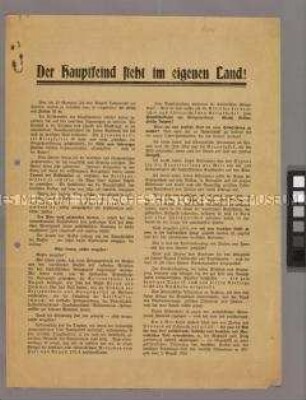 Anti-Kriegs-Flugblatt der linken Sozialdemokratie