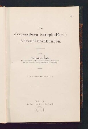 Die ekzematösen (scrophulösen) Augenerkrankungen
