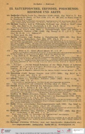 III. Naturforscher, Erfinder, Forschungsreisende und Arzte (Nr. 469 - 510)