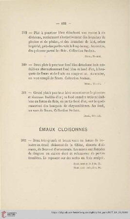 Émaux Cloisonnes (Nr. 382 - 400)