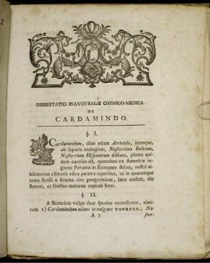 Dissertatio Inauguralis Chymico-Medica. De Cardamindo.