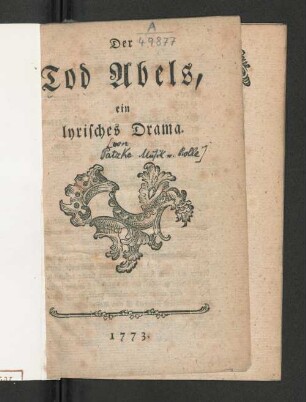 Der Tod Abels : ein lyrisches Drama