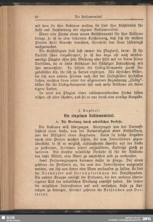 2. Kapitel: Die einzelnen Reklamemittel