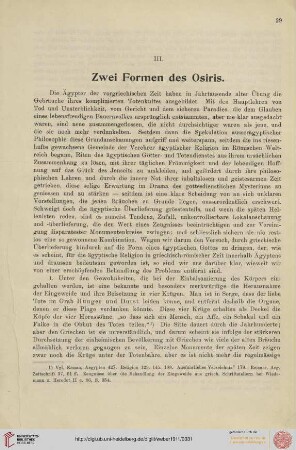 III. Zwei Formen des Osiris