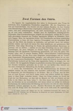 III. Zwei Formen des Osiris