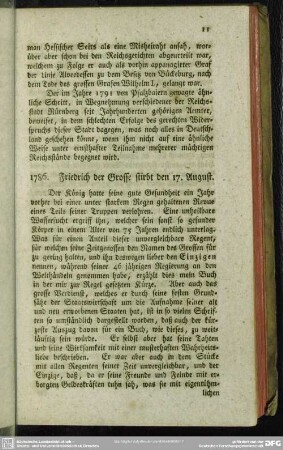 1786. Friedrich der Grosse stirbt den 17. August