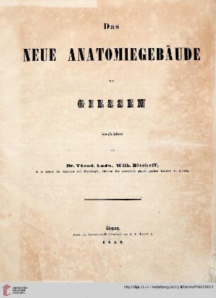 Das neue Anatomiegebäude zu Giessen