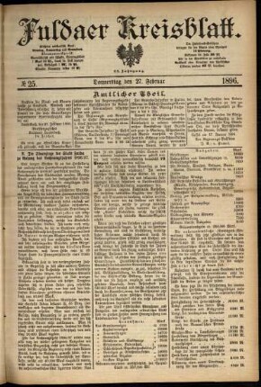 Erste Ausgabe vom Donnerstag, den 27. Februar 1896.