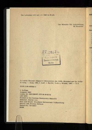 Der Lehrplan tritt ...