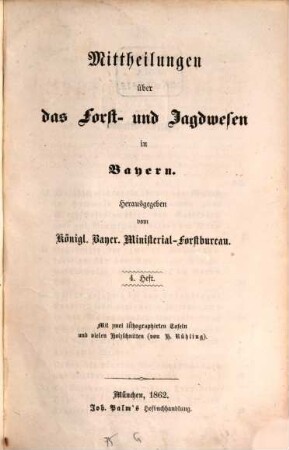 Forstliche Mittheilungen. 11 = Bd. 3. 1862