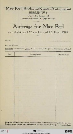 Aufträge für Max Perl