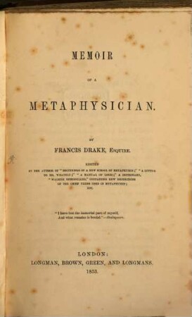 Memoir of a Metaphysician