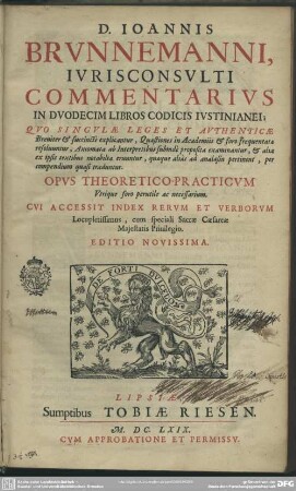 Johannis Brunnemanni Commentarius in Codicem Justinianeum