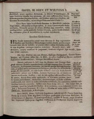 Seculum Undecimum. - Seculum Decimum Quintum.