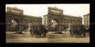 Triumphbogen, Arcone, und Reiterdenkmal, Vittorio Emmanuele II., auf dem heutigen Piazza della Repubblica, Florenz