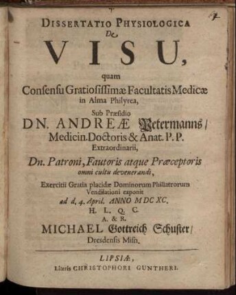 Dissertatio Physiologica De Visu