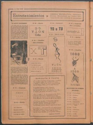 Entretenimientos : Ciencia recreativa, jeroglíficos, charadas, etc. para distracción de chicos y grandes