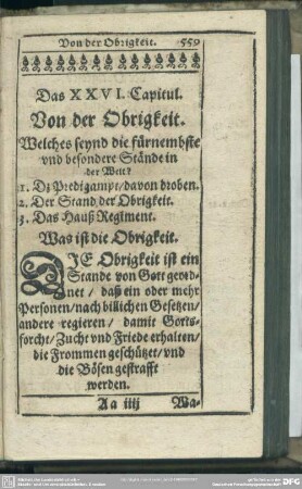 Das XXVI. Capitul. Von der Obrigkeit