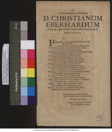 Ad Illustrissimum Dominum D. Christianum Eberhardum Frisiae Orientalis Principem Posthumum Brevis Allocutio