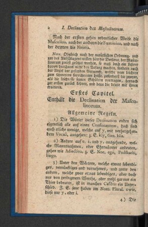 Erstes Capitel. Enthält die Declination der Masculinorum.