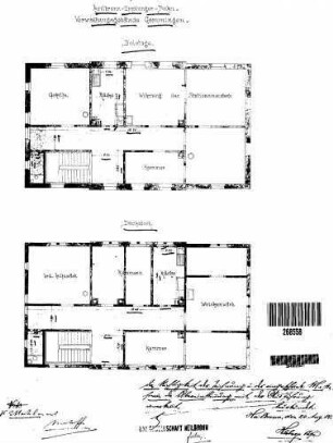 Gemmingen: Empfangsgebäude Verwaltungsgebäude Grundrisse 1.OG,DG