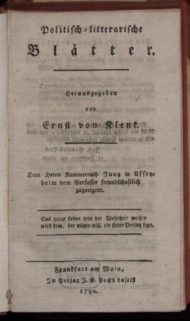 1790: Politisch-litterarische Blätter