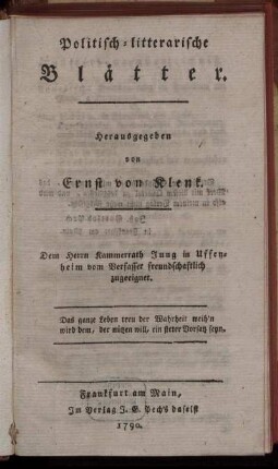 1790: Politisch-litterarische Blätter