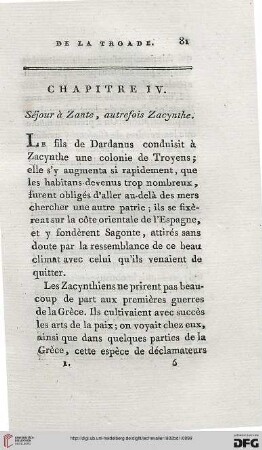 Chapitre IV: Séjour à Zante, autrefois Zacynthe