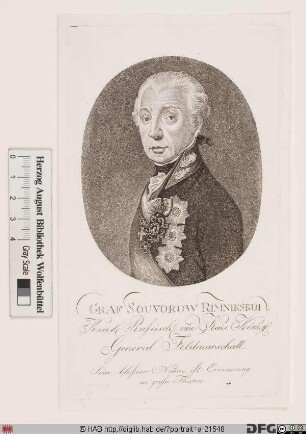 Bildnis Alexander Wassiljewitsch Suworow (1789 Graf Rimnikskij, 1799 Fürst Italijskij)