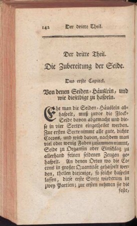 Der dritte Theil. Die Zubereitung der Seide