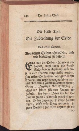 Der dritte Theil. Die Zubereitung der Seide