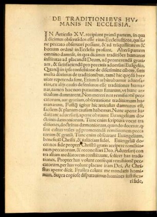 De Traditionibus Humanis In Ecclesia.