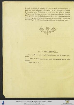 Avis aux Relieurs