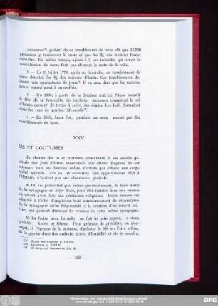 XXV Us Et Coutumes