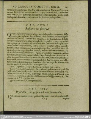 Cap. CCIX. Restitutio rei litigiosa mediante iuramento