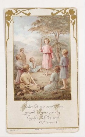 Religiöses Kärtchen: Predigendes Jesuskind